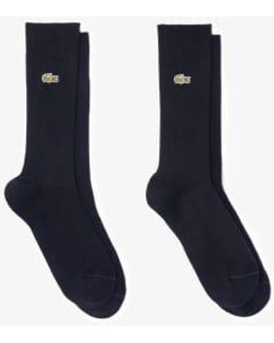 Lacoste Negro pack de 2 pares de calcetines acanalados lisos unisex - Azul