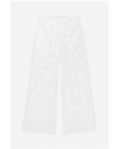 Munthe Eileen Floral Embroidered Sheer Pants Size: 8, Col: 8 - White