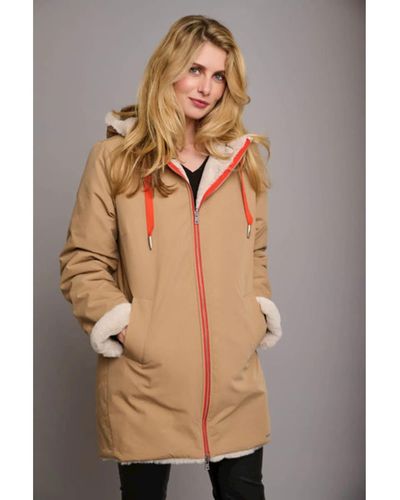 Rino & Pelle Rino And Pelle Javin Reversible Hooded Coat Cookie And Stone 1 - Marrone