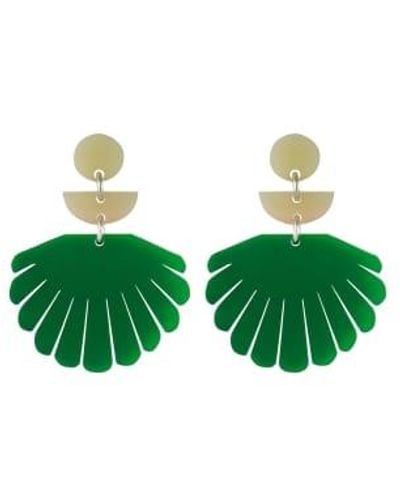 Orelia Shell Earrings - Green