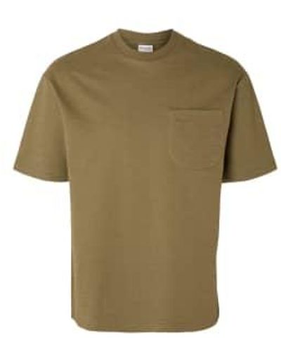 SELECTED Loose Saul Slub Ss T Xs - Green