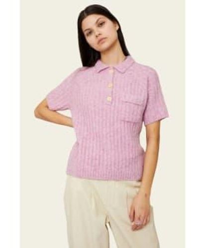 Find Me Now Harley Knit Polo Petal Xs/s - Purple