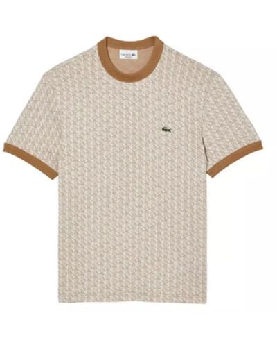 Lacoste Camiseta Hombre Monogram Jacquard - Neutro