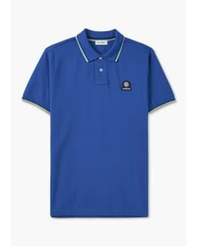 Sandbanks Mens Badge Logo Tipped Sleeve Polo Shirt In Nautical - Blu