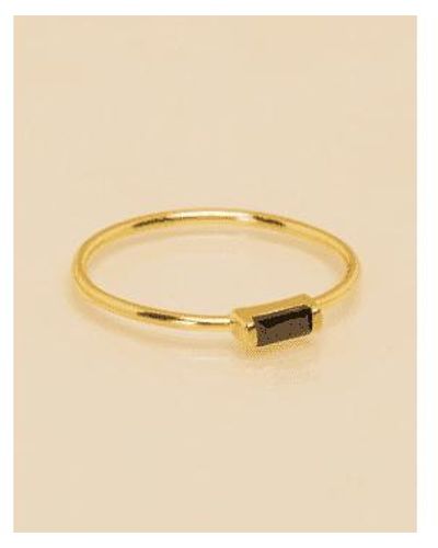 Une A Une Thin Crystal Ring Noir 52 - Natural