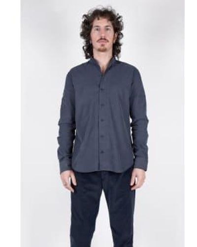 Hannes Roether Textured Cotton Shirt Double Extra Large - Blue