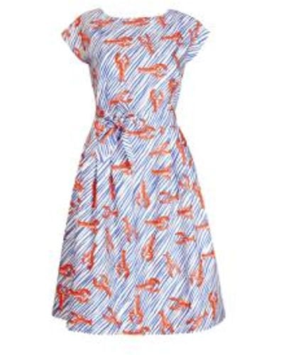 Palava Beatrice Cap Lobster Dress In Ivory - Blu