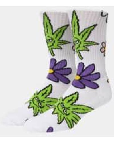 Huf Buddy Blossom Socks White - Verde