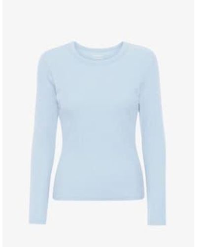 COLORFUL STANDARD T Shirt Manches Longues Cotelees Organic Polar Cs2055 - Blu