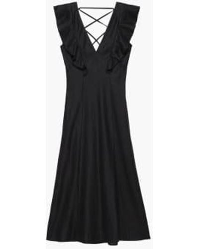 Rails Constance Ruffle Linen Midi Dress S - Black
