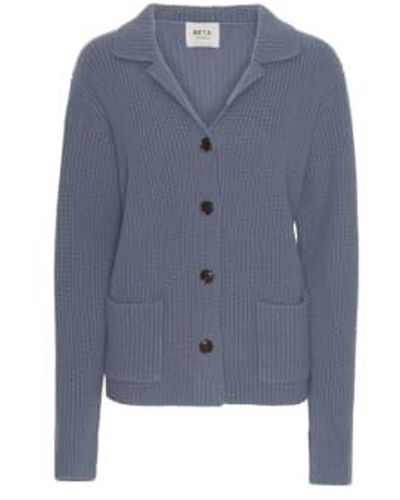 BETA STUDIOS Gogo Mongolian Cashmere Cardigan Jacket Or Slate - Blu