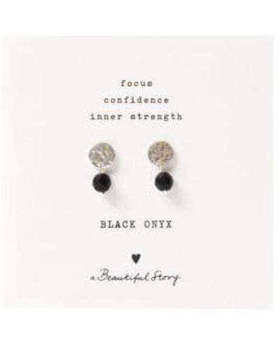 A Beautiful Story Aw30816 Mini Coin Onyx Sp Earrings One Size - White