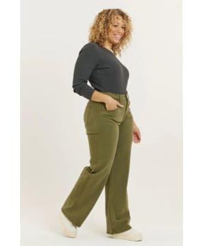 Flax and Loom Olive Recycled Wood Etta High Waist Wide Leg Jeans 28r - Green
