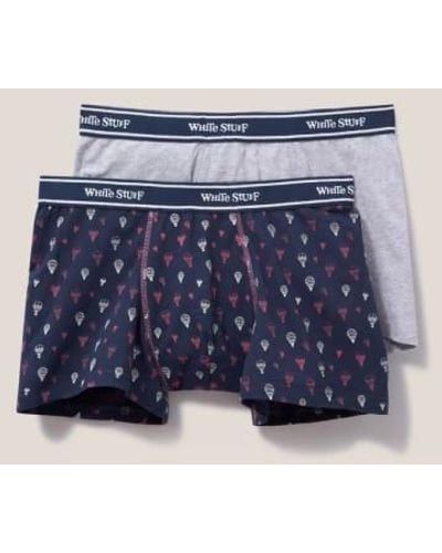 White Stuff 2 Pack Boxers Plain And Print S - Blue