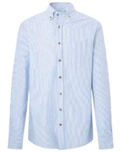 Hackett Brushed Oxford Stripe Shirt - Blu