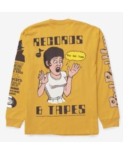 Real Bad Man Records And Tapes Ls T Shirt Mustard - Giallo