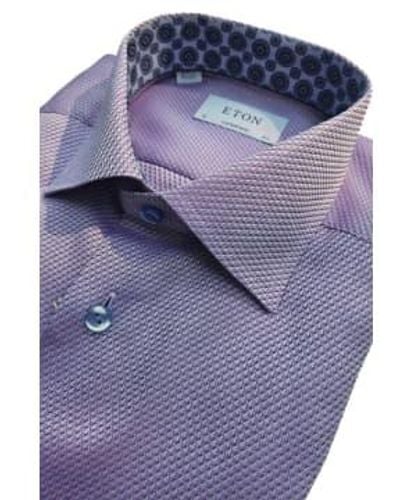 Eton Contemporary Fit Dobby Textured Shirt In Lilac 10001044576 - Blu