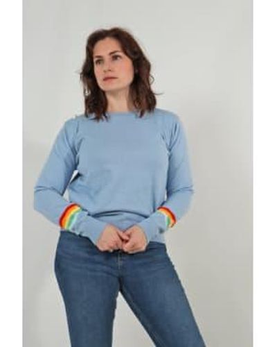 MSH Blue Rainbow Wave Cuff Cotton Sweater