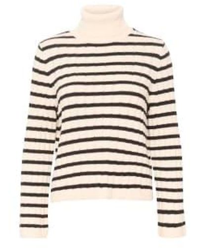Part Two Calluna Stripes Neck Sweater Xs - White