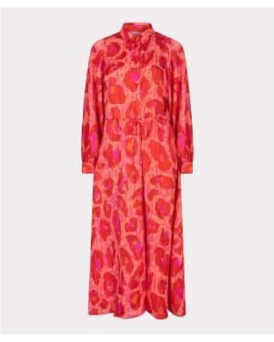EsQualo Impression léopard fantaisie robe longue - Rouge