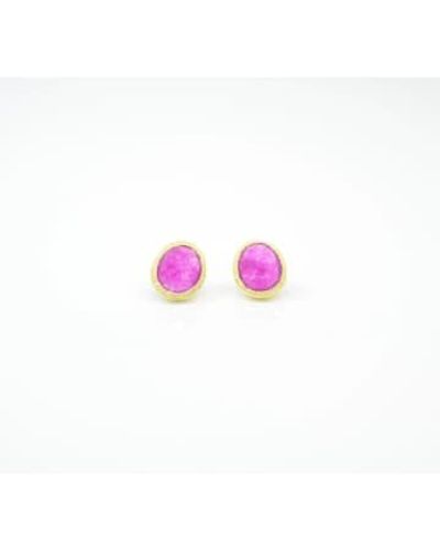 Schmuckoo 18k Plated Brass Ear Pins Pink Jade