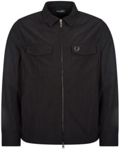 Fred Perry Overshirt con cremallera - Negro