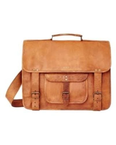 VIDA VIDA Leather Laptop Bag Leather/canvas - Orange