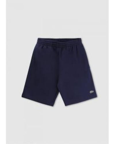 Lacoste Mens Organic Brushed Cotton Fleece Shorts In Dark 1 - Blu