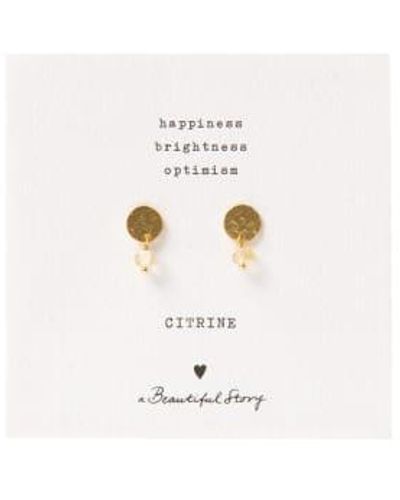 A Beautiful Story Mini Coin Citrine Earrings Onesize / - White