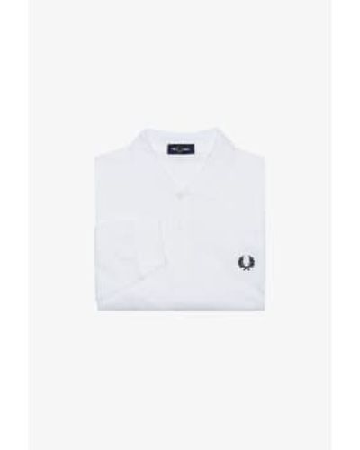 Fred Perry Mens Long Sleeve Polo Shirt - Bianco