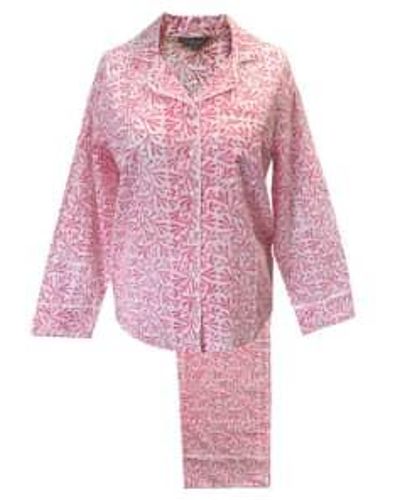 Lime Tree Design Bud pink baumwollblock gedruckter pyjama