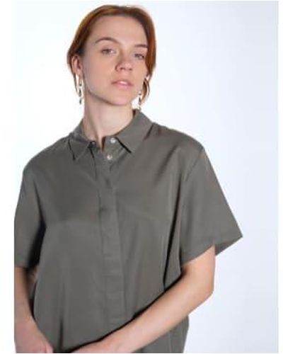 Samsøe & Samsøe Mina Short Sleeve Shirt Dusty Olive Xs - Grey