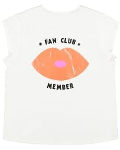 Sisters Department Sleeveless T -shirt And Pronounced Neckline "fan Club Member" M - White