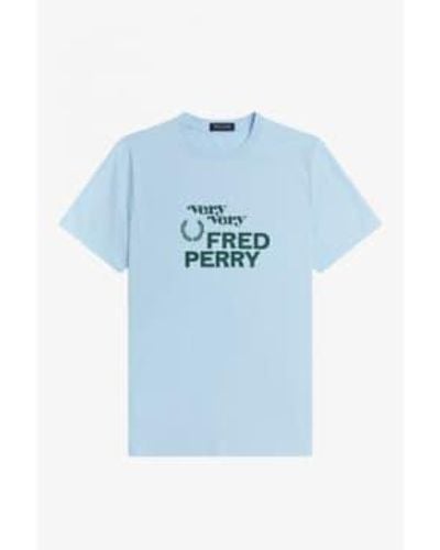 Fred Perry Printed T-shirt Glacier L - Blue