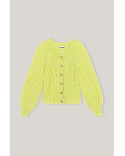 Ganni Relaxed Mohair Cable Cardigan - Giallo