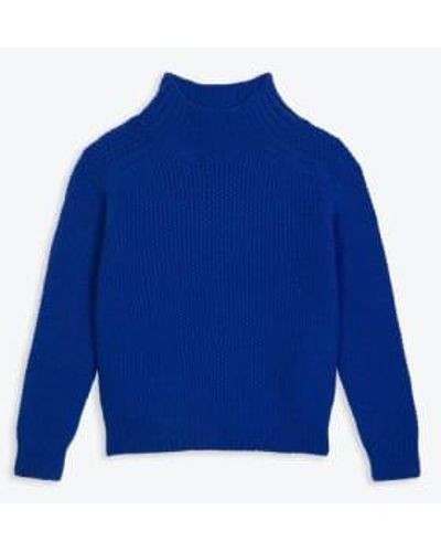 Lowie Moss Stitch Cobalt Sweater S - Blue