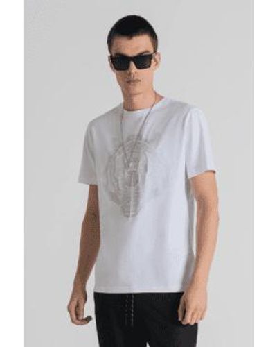 Antony Morato T-shirt blanc coupe slim à imprimé tigre - Gris