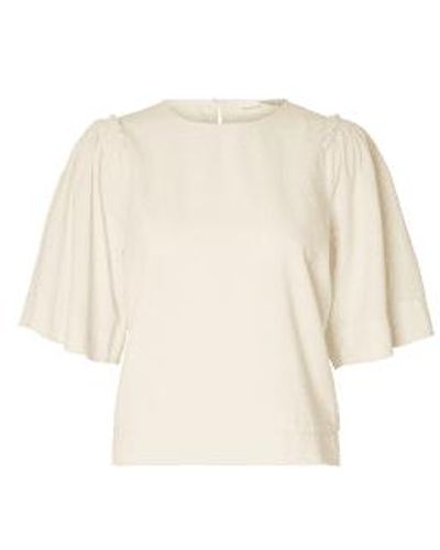 SELECTED Hillie 2/4 Linen Top Snow 36 - Natural