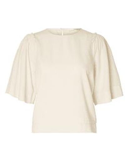 SELECTED Hillie 2/4 Linen Top - Natural