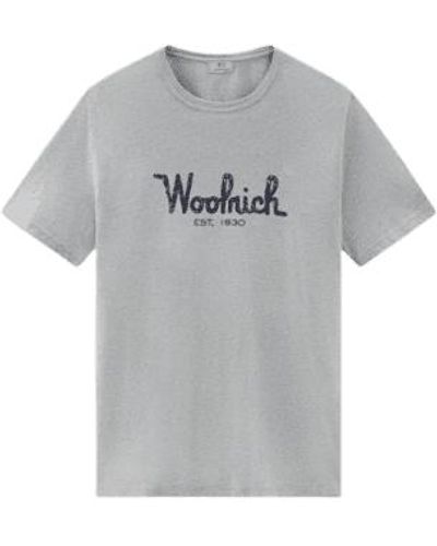 Woolrich Tee logo brodé masculin gris clair
