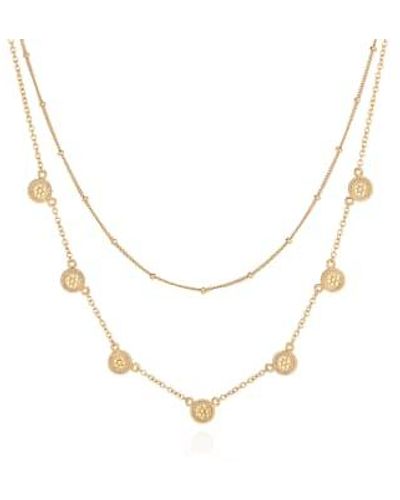 Anna Beck Double Chain Disc Necklace Plated - Metallic