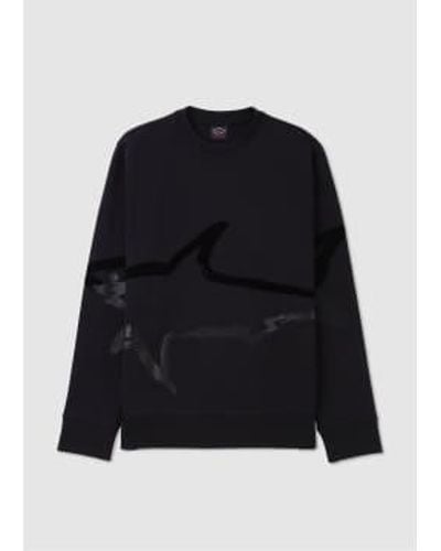 Paul & Shark Herren-sweatshirt mit maxi-hai-print in schwarz