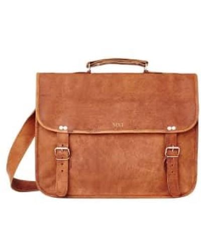 VIDA VIDA Large Leather Laptop Bag With Handle 1 - Marrone