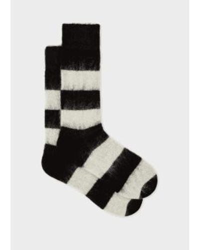 Paul Smith And White Mohair-blend Socks - Black