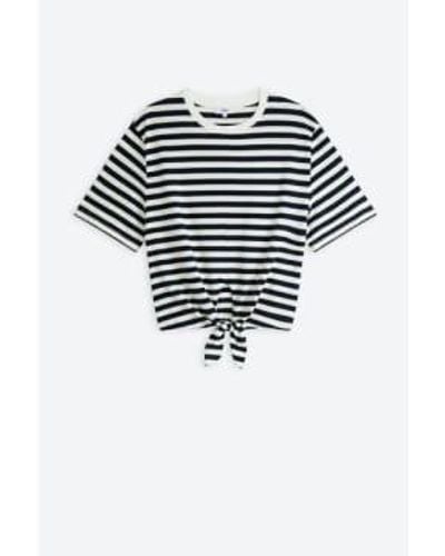 Suncoo T-shirt marloz stripe marine - Noir
