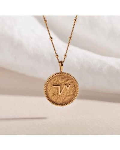 Claire Hill Designs "thrive" Shorthand Coin Necklace Plated - Metallic