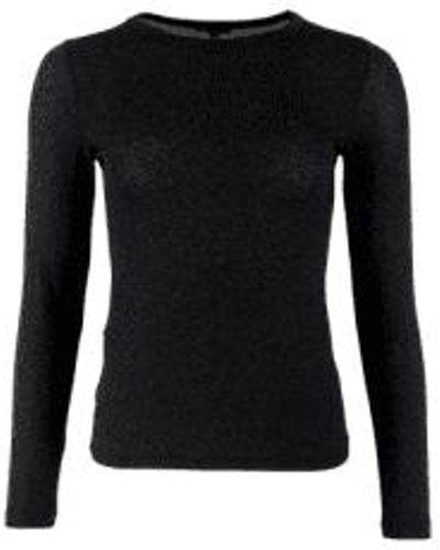 Black Colour Colour Faye Long Sleeve Lurex Top - Nero