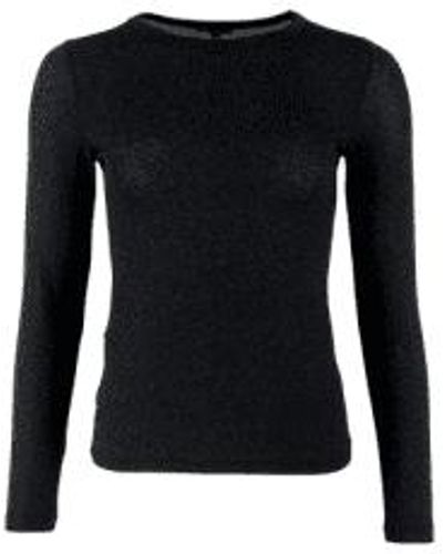 Black Colour Faye Long Sleeve Lurex Top S/m - Black