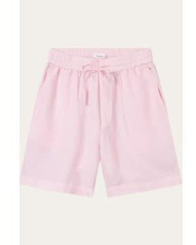 Knowledge Cotton Parfait rosa pantalones cortos lino rosa