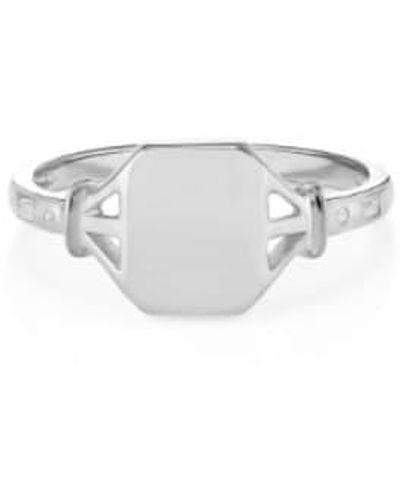 V By Laura Vann Jean Signet Ring Silver / N Cubic Zirconia - White